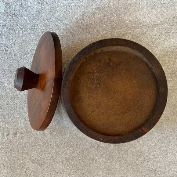 MCM 1960's Vintage Vermillion Walnut Wood Ice Bucket - Picture 8 of 8